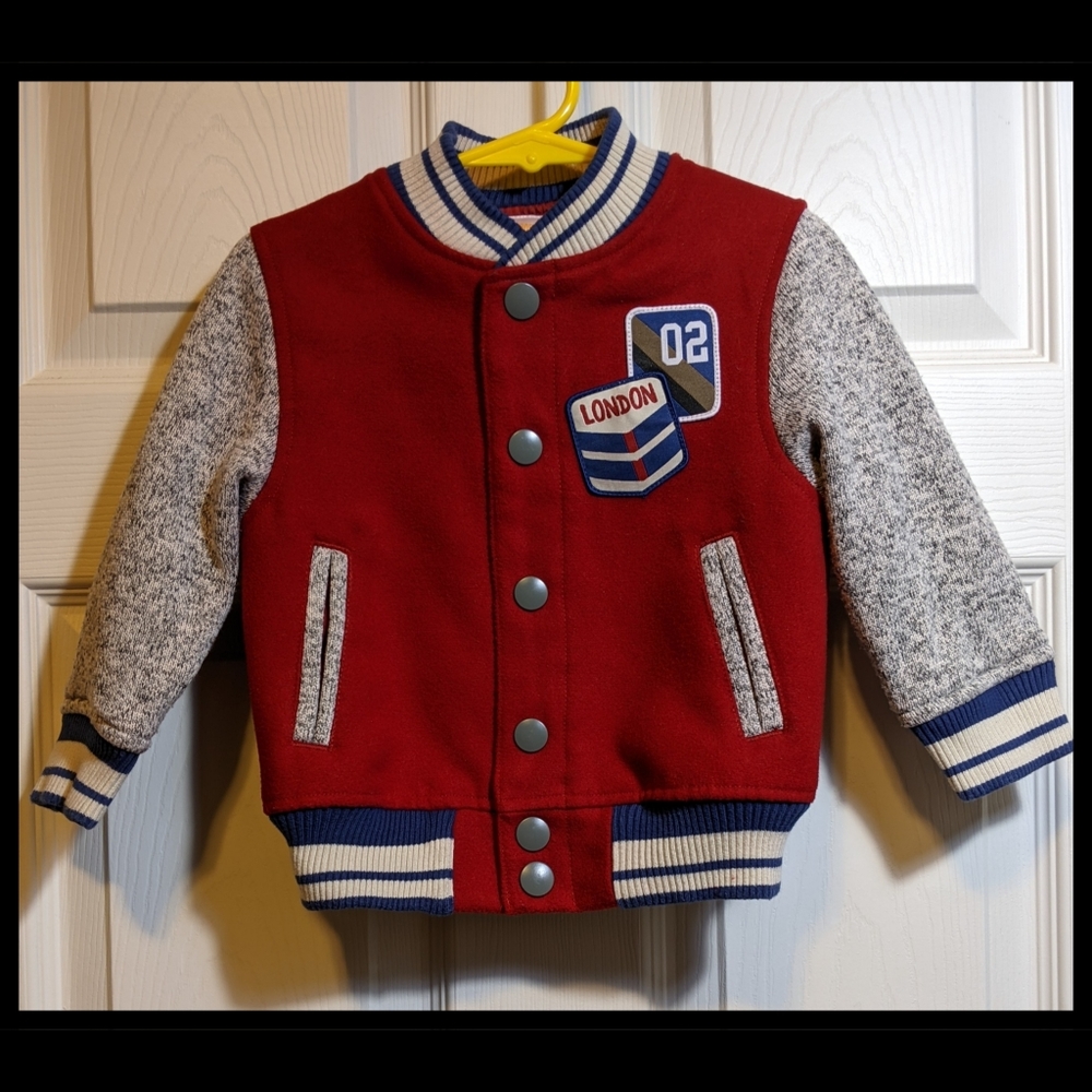 Red and Gray Gymboree Letterman Jacket 12-24mo